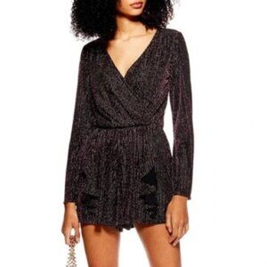 Topshop Silver and Gold Glitter Stripe Romper Size 2